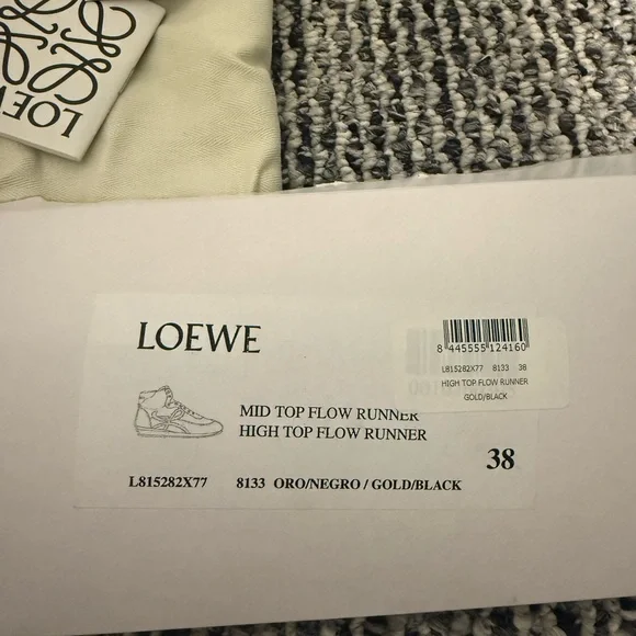 Loewe Beige, White & Black Retro Runner Sneakers High Top size 38 full set - Picture 3 of 10